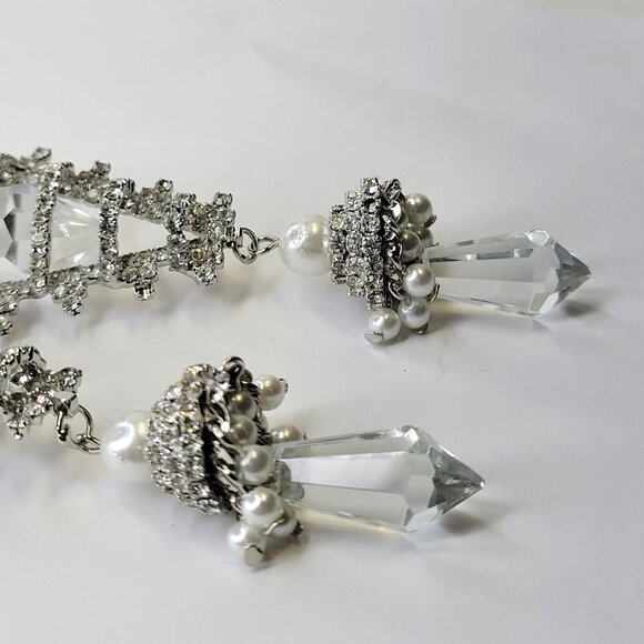 Bridal Clear Fashion Cz Chandelier Drop Earrings Statement Earrings C - Picture 8 of 11